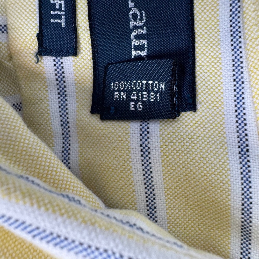 Ralph Lauren Button Shirt 17 34/35 Yellow Stripe Classic Fit Oxford Flesh Pony - Picture 7 of 16